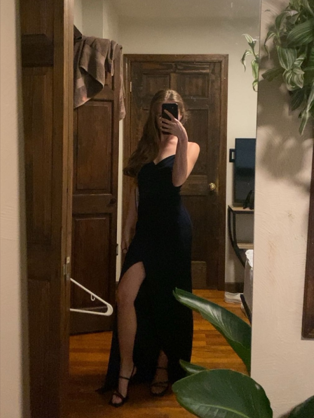 Elegant Navy Evening Dress with Side Slit